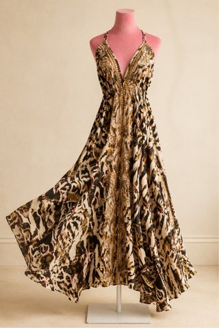 Vestido largo boho estampado animal print