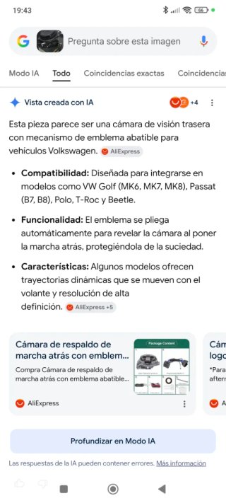 Cámara Visión Trasera Volkswagen
