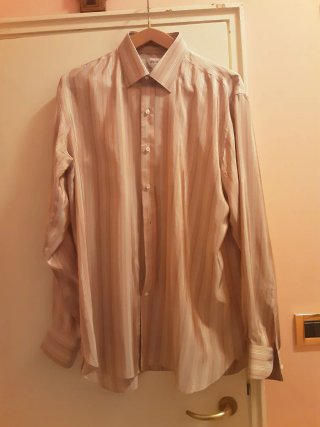 Camicie seta uomo beige/arancione