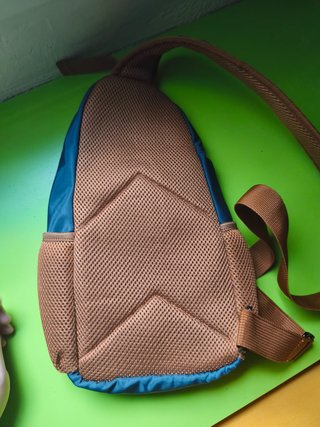 Mochila bandolera MK ManKai azul y marrón