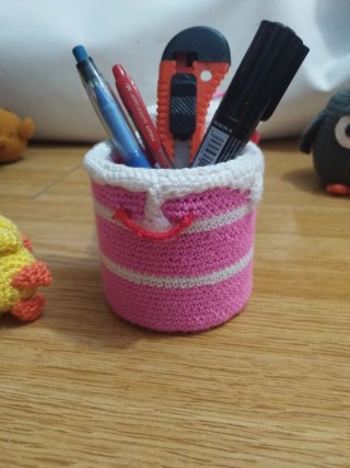 Bote crochet tarta con tapa