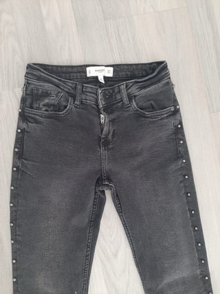 Pantalón Mango Talla 34 Negro Tachuelas