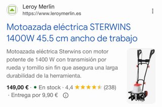 Motoazada Sterwins 1400W 46cm NUEVA Leroy Merlin