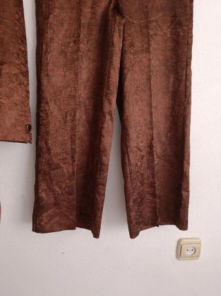 Traje Zara satinado arrugado Marrón Talla S