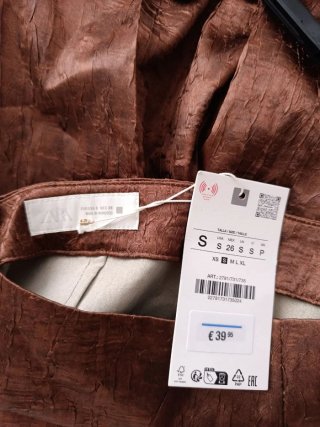 Traje Zara satinado arrugado Marrón Talla S