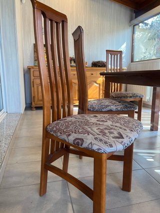 Mesa comedor extensible + 6 sillas madera