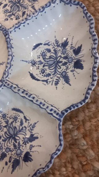 Entremesera vintage flor azul y blanco