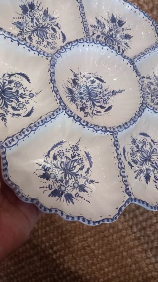 Entremesera vintage flor azul y blanco