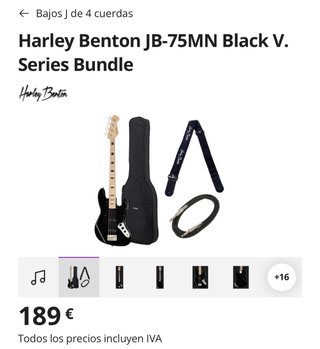 Bajo Harley Benton Jazz Bass Negro