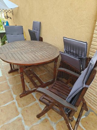 Mesa y 4 Sillas Comedor Exterior Madera