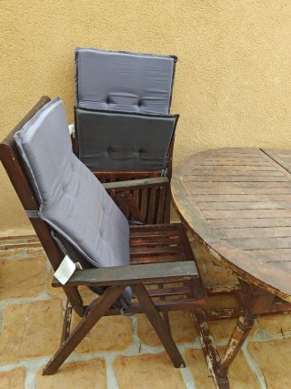 Mesa y 4 Sillas Comedor Exterior Madera