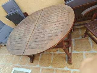 Mesa y 4 Sillas Comedor Exterior Madera