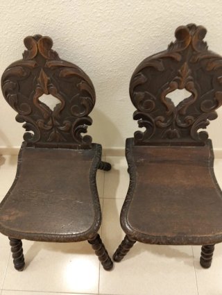 Par de Sillas Vintage Madera Tallada