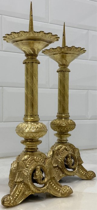 ESPECTACULARES HACHEROS IGLESIA BRONCE SIGLO XIX