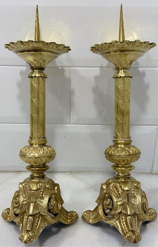 ESPECTACULARES HACHEROS IGLESIA BRONCE SIGLO XIX