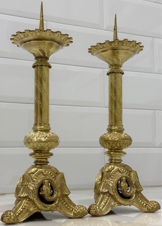 ESPECTACULARES HACHEROS IGLESIA BRONCE SIGLO XIX