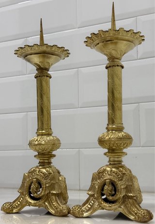 ESPECTACULARES HACHEROS IGLESIA BRONCE SIGLO XIX
