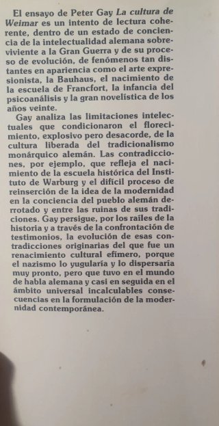 La cultura de Weimar. Peter Gay