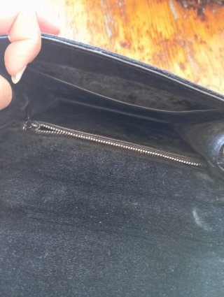 Borsetta vintage anni 50/60 nera con dettagli oro