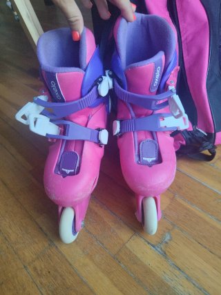 Patines en línea Oxelo protecciones y bolsa