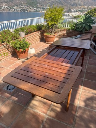 Mesa extensible madera terraza jardín