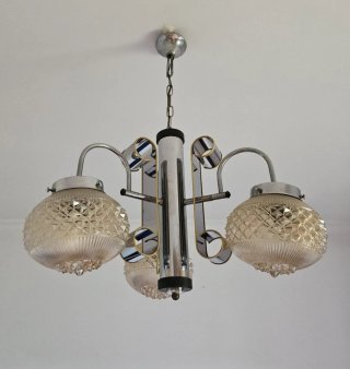 Lámpara Mid-Century Cromo y Cristal