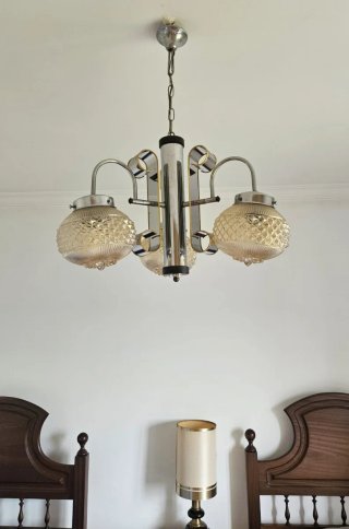 Lámpara Mid-Century Cromo y Cristal