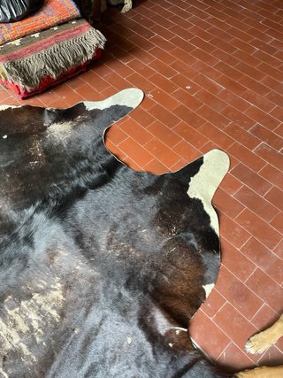 Tappeto in vera pelle bianco e nero
