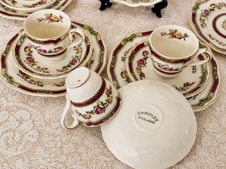 Grindley England Juego trios tazas y plato tarta