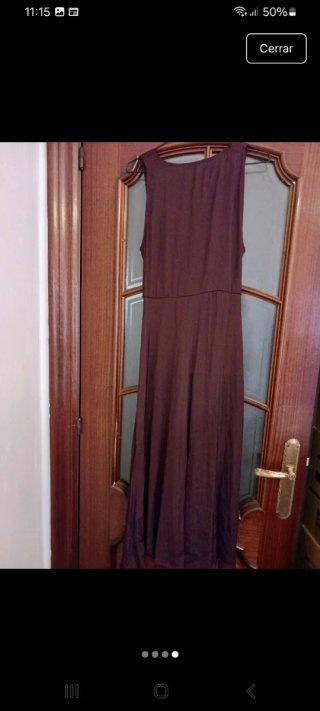 Vestido largo marrón de Oysho con detalle drapeado