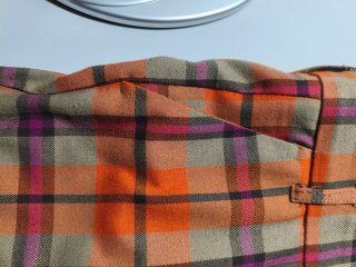 Pantalón cuadros flare naranja