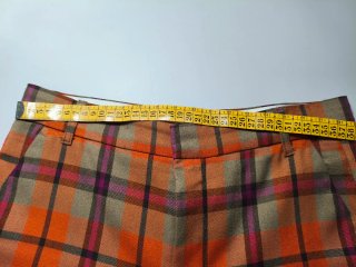 Pantalón cuadros flare naranja