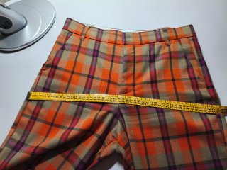 Pantalón cuadros flare naranja