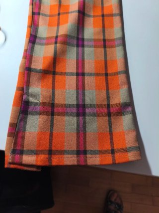 Pantalón cuadros flare naranja