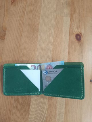 Billetera tarjetero cuero verde