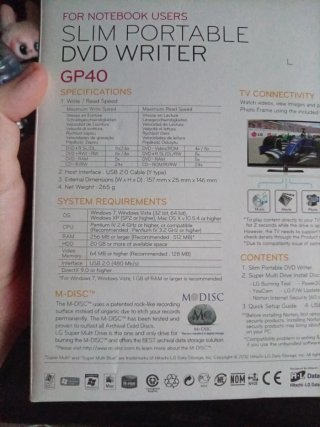 Lector DVD Portátil LG GP40 Slim