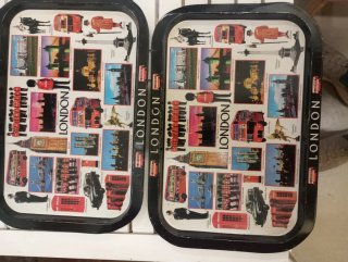 Bandeja Coca-Cola Vintage y 2 pequeñas de Londres