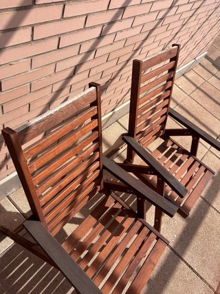 2 Sillas de Jardín Madera Reclinables