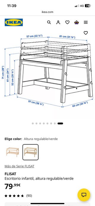 Escritorio Infantil Madera Ikea Blanco Abatible