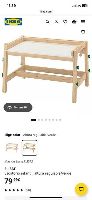 Escritorio Infantil Madera Ikea Blanco Abatible
