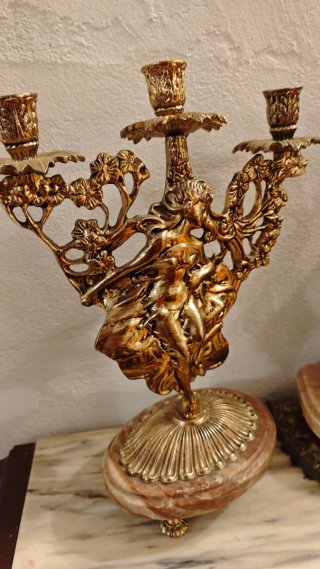 Conjunto Antiguo Reloj y Candelabros