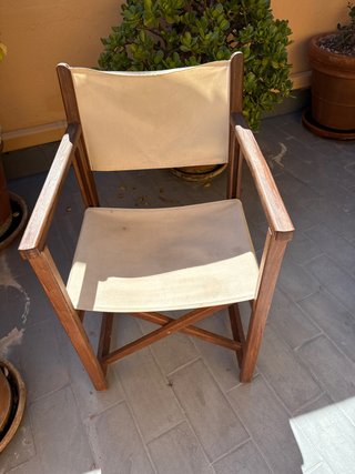 Silla Menorquina Modelo C Exterior Madera y Tela