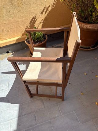 Silla Menorquina Modelo C Exterior Madera y Tela
