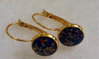 Conjunto Collar+Pendientes Flores naturales y Oro