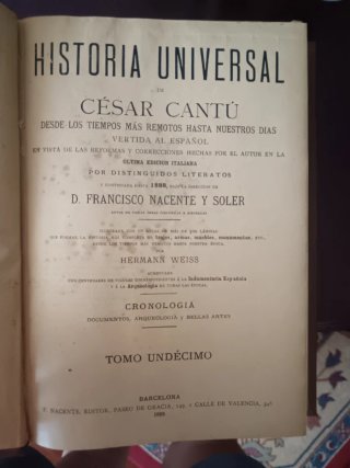 Enciclopedia "Historia Universal" de César Cantú.