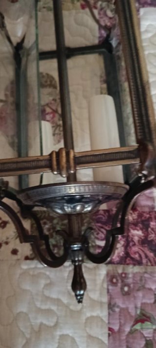 Lámpara de techo antigua madera y cristal