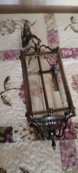 Lámpara de techo antigua madera y cristal
