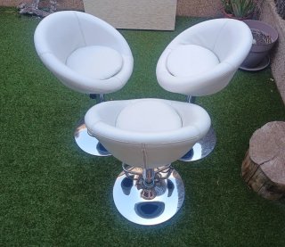 Taburetes Giratorios Blancos,pack de 3 unidades