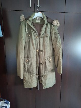 Chaquetón verde caqui ligero mujer XL