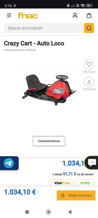 Coche Eléctrico 24V Crazy Cart Baterías Nuevas